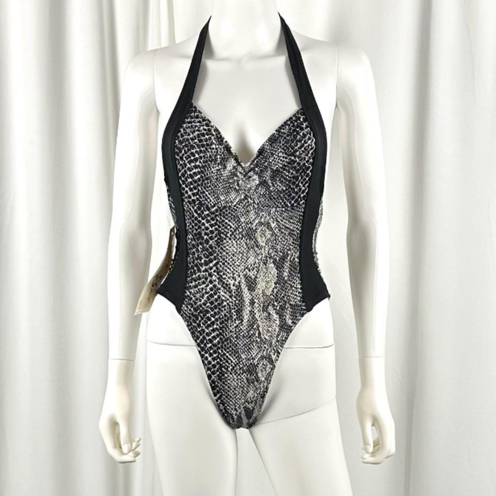 Vintage 1980's Krystal K Python Snake Print One Piece - XS/S